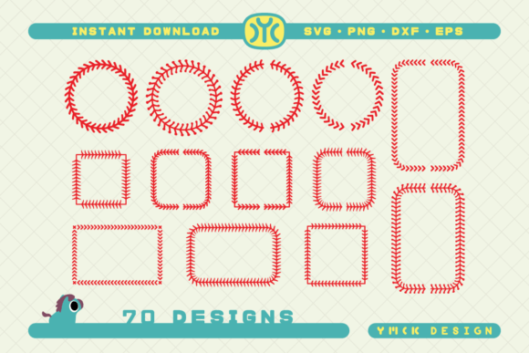 Baseball Stitches Frame SVG 70 Designs