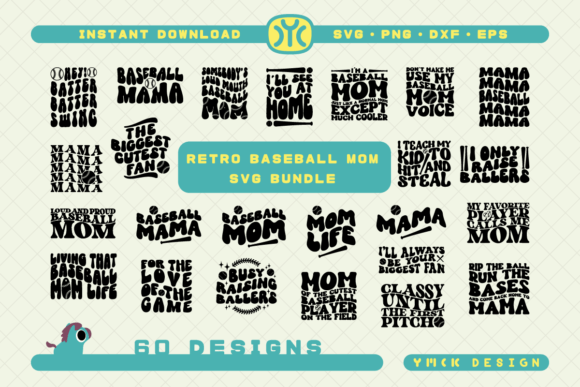 Retro Baseball Mom SVG Bundle
